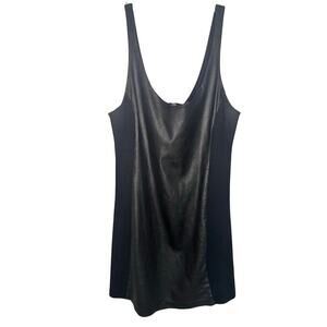 Free People Black Faux Leather Mini Slip Dress